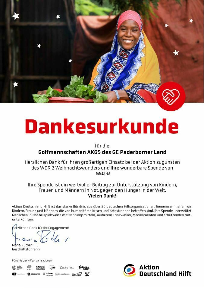 AK65 Herren I & II spenden beim WDR 2 Weihnachtswunder
